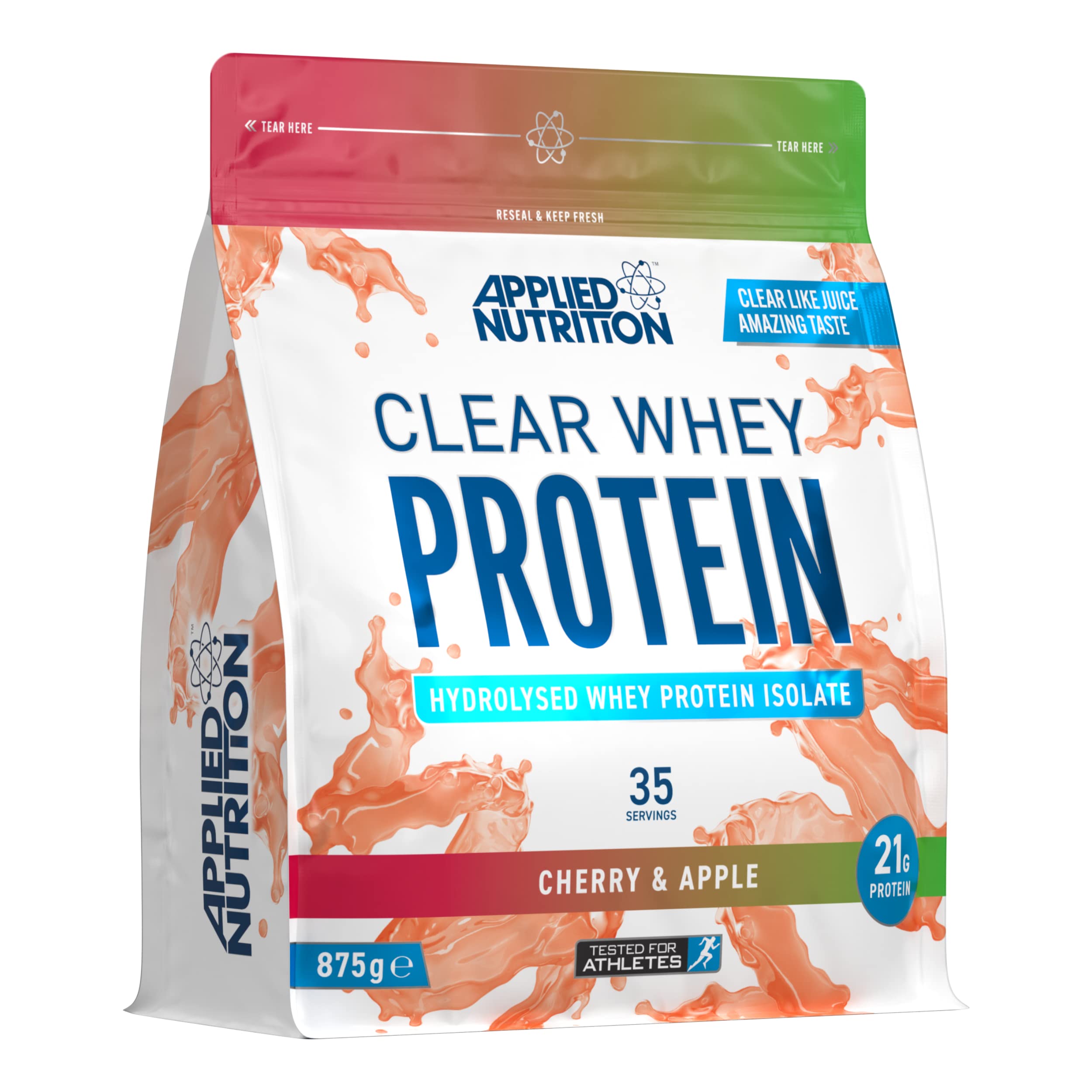 Applied Nutrition Clear Whey Isolate - Whey Protein Isolate, Refreshing High Protein Powder, Fruit Juice Style Flavours (Cherry & Apple) (875g - 35 Servings)
