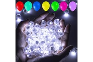 YOOUMOGA 100pcs LED Balloon Lights, White Mini Round Balls Lights Long Standby Time Flash Ball Lights for Balloon Paper Lantern LED Ball Lamp Waterproof Tiny Led Light for Halloween Christmas Party Decoration