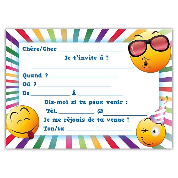 Lot De 12 Cartes Dinvitation Pour Anniversaire Fete Cartons Dinvitation En Francais Motif Partie Invitations Jeux Et Jouets Lot De 12 Cartes Dinvitation Pour Anniversaire Fete Cartons Dinvitation En Francais Motif Partie Invitations Jeux Et Jouets