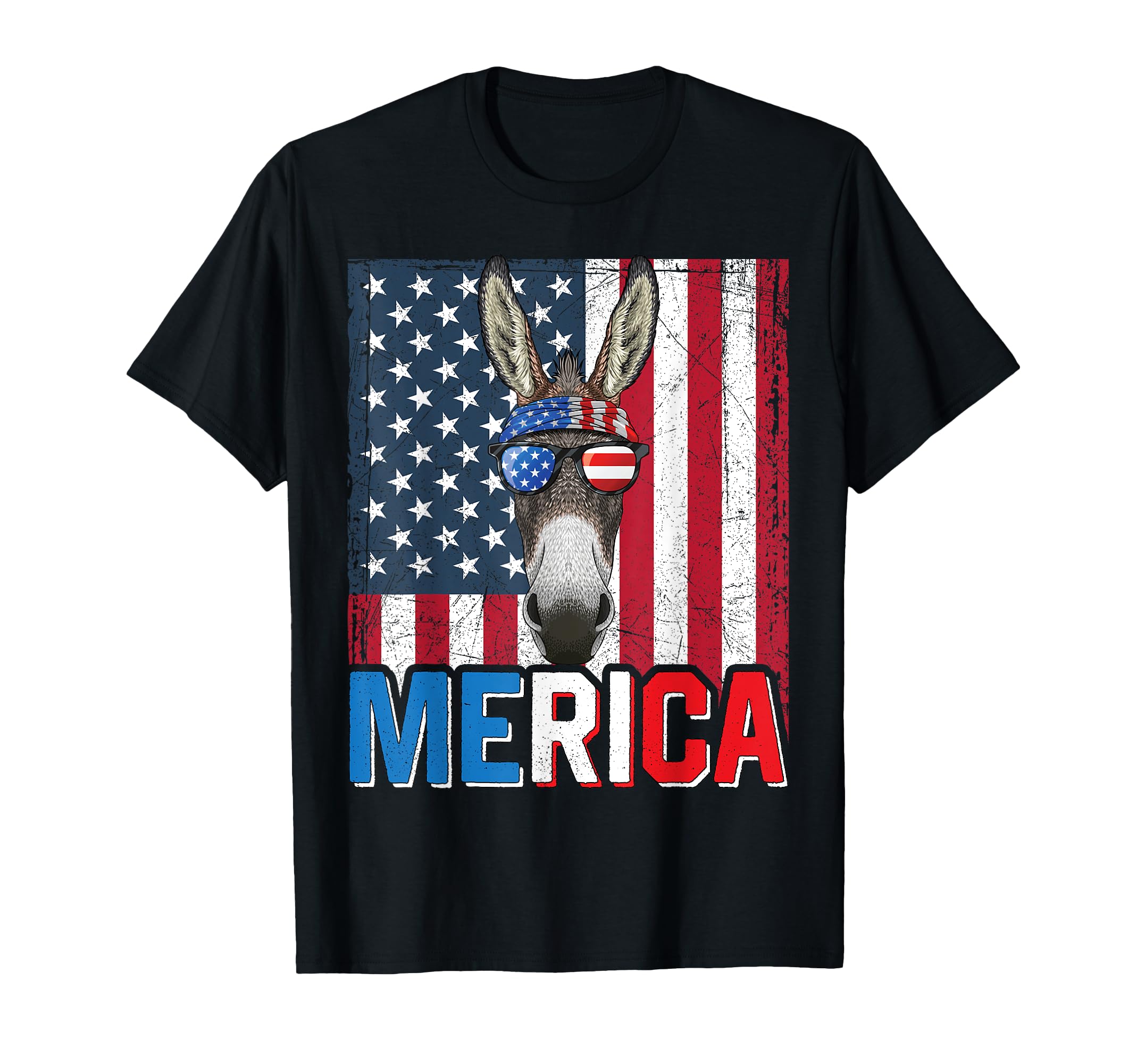 Donkey Merica 4th of July American Donkey Patriotic T-Shirt