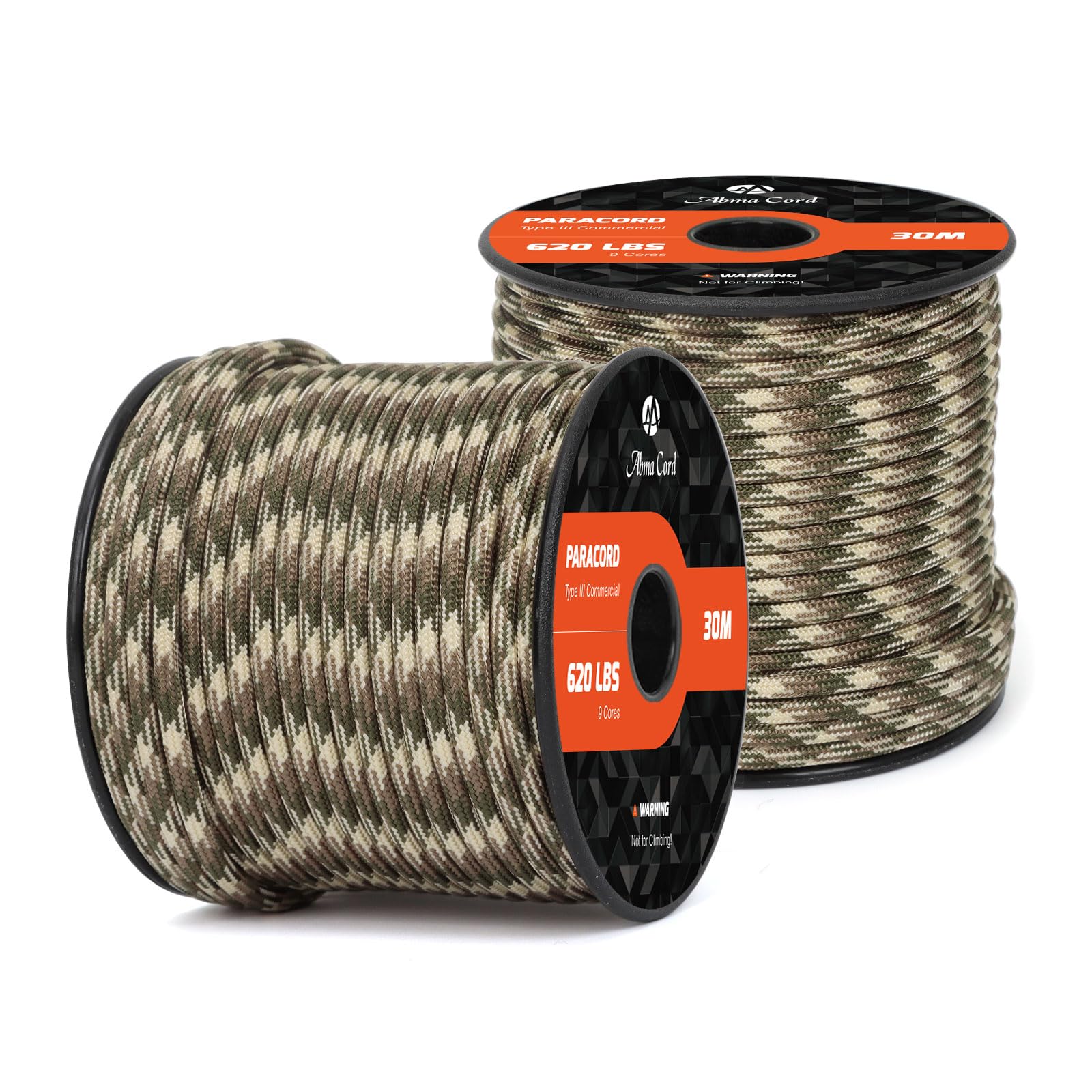 Abma Cord Paracord 620 lbs 4mm 9 Strands 100% Nylon 30M - Desert Storm