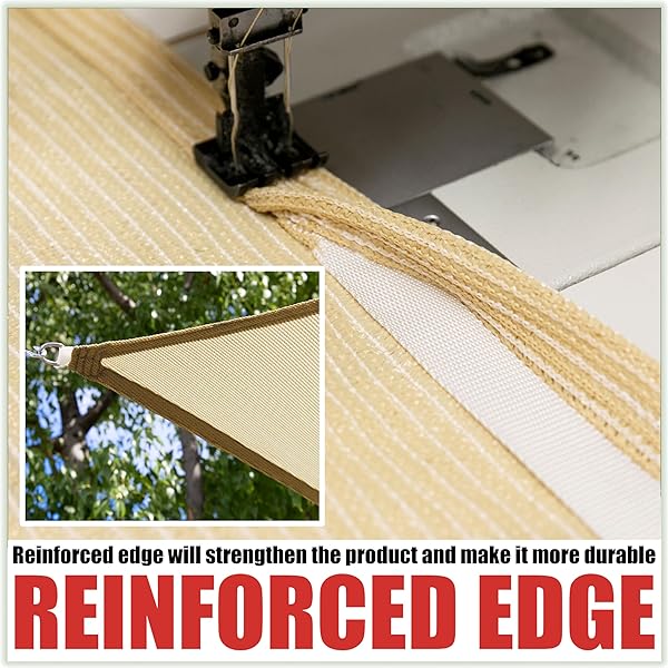 ROYAL SHADE 12′ X 20′ SAND BEIGE RECTANGLE SUN SHADE SAIL RS-SLR, UPF50+ 95% UV BLOCKAGE, 200GSM COMMERCIAL STANDARD HEAVY DUTY, WATER & AIR PERMEABLE CANOPY FABRIC FOR PATIO (WE MAKE CUSTOM SIZES)