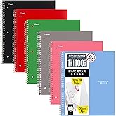 Five Star Spiral Notebook + Study App, 1 Subject, Graph Ruled Paper, 8.5" x 11", 100 Sheets, Assorted Colors, 6 Pack (73549)
