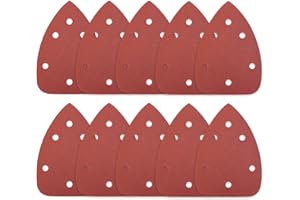 SenmaiTools 30 Pieces Mouse Detail Sander Sandpaper, 6 Hole 60 Grit Mouse Sanding Pad Hook and Loop Sanding Sheets Coarse Tri