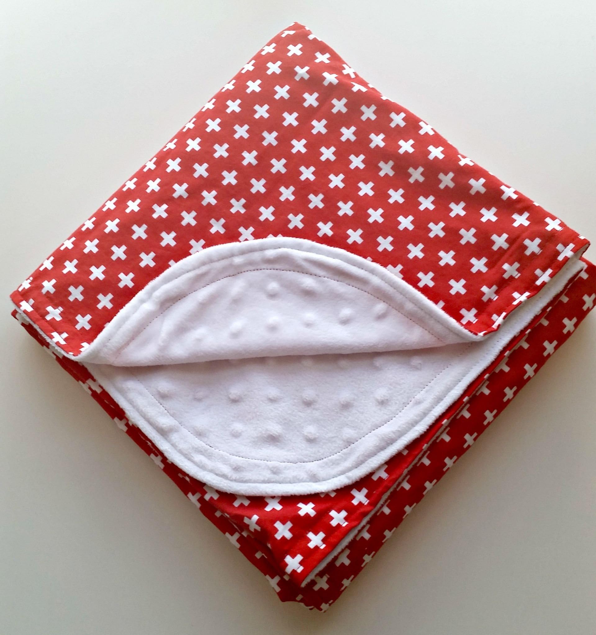 Red Swiss Cross Minky Baby Blanket