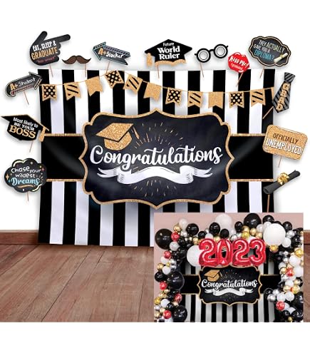 MEHOFOND Fotohintergrund „Congrats You Earned It“ – Rosa, 180x110 Cm | Für Abschlussfeier & Party
