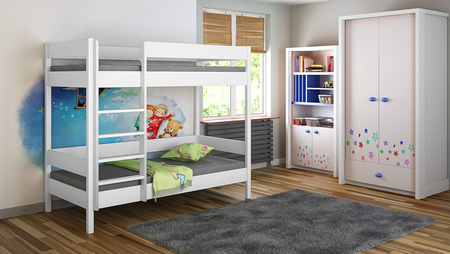 Children's Beds Home Bunk Beds Kids Children Juniors Single with 2