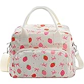 RLGPBON Lunch Bag Women Girls Large Lunch Box Insulated Tote Bag, Cute Corduroy Reusable Lunch Box for Adult for Work Picnic or Travel