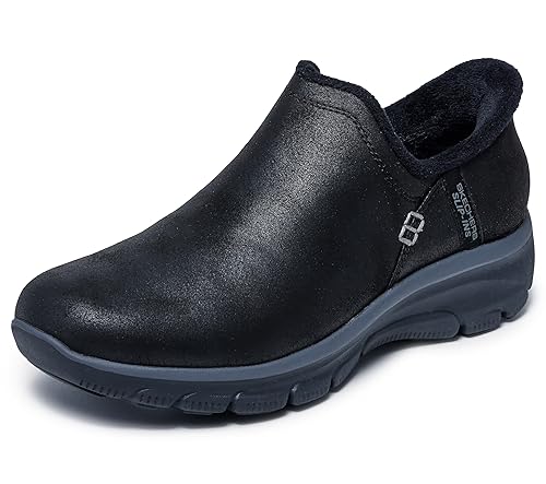 Skechers Women's Easy Going-Modern Hour-Hands Free Slip-Ins Ankle Boot, Black, 7 Wide