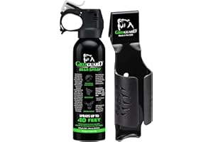 Griz Guard Bear Spray with Holster -Maximum Strength 7.9 oz, 40-Foot Range, EPA-Registered Bear Deterrent – Repels Bears, Mountain Lions, Coyotes & Moose, Glow Safety Clip, Hiking & Camping Protection