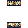 ART ESCUDELLERS House Letters & Numbers 4 Inch. Handpainted Ceramic Sign Tiles for Signs, Addresses and Names. Address Numbers for Houses. Design FLORES MEDIANO 4.29" x 2.13" (BLANK SPACE)
