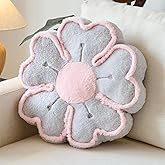 Znhinery Flower Shaped Decorative Throw Pillow Cushion for Bed Couch, Cute Flower Plush Throw Pillows Home Decor Floor Pillow Seating Cushions (Grey, 13.7 Inches)