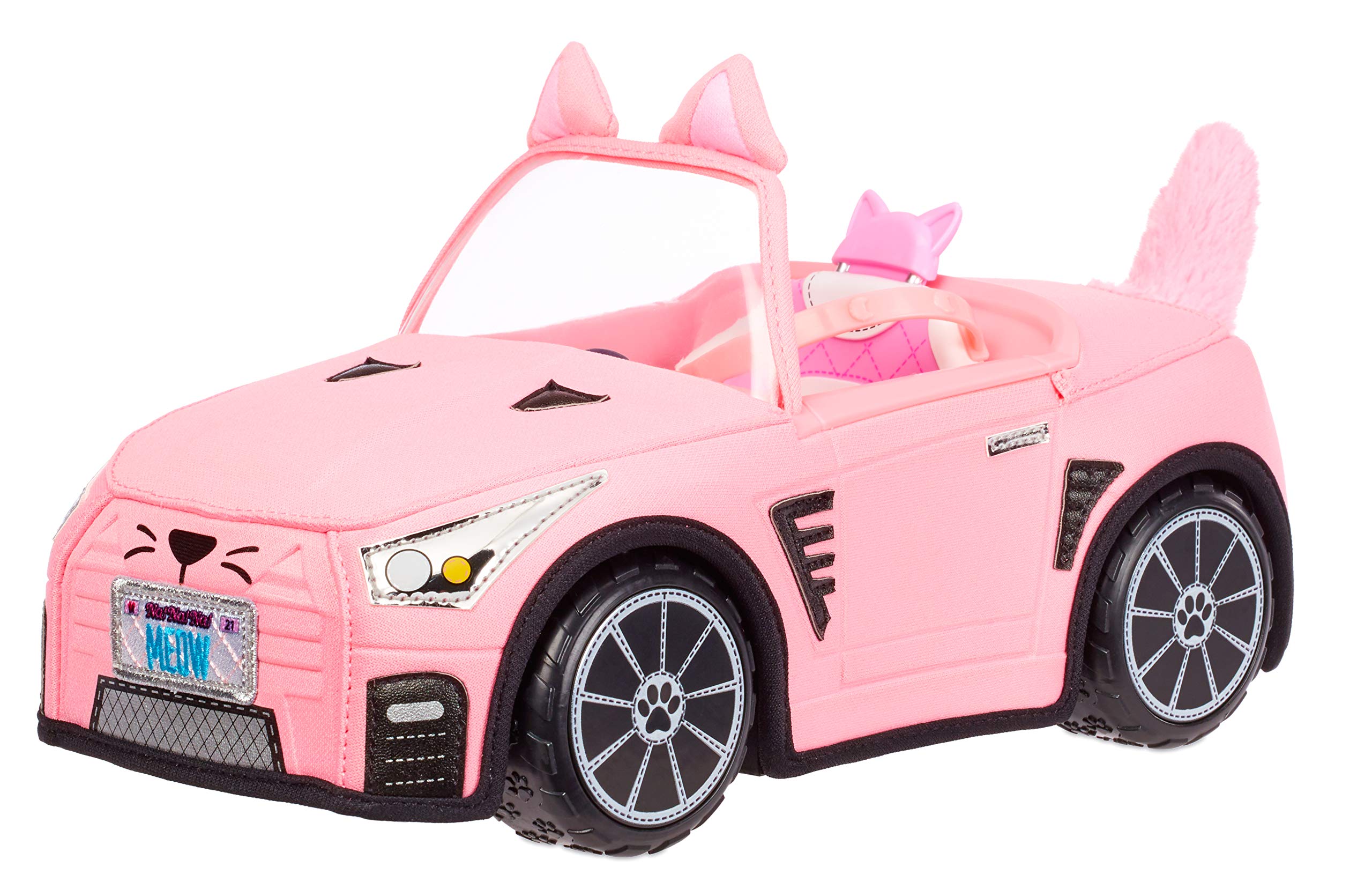 Na Na Na Surprise Soft Plush Convertible - Pink, Kitty-Themed Doll Vehicle - Compatible with All Na Na Na Surprise Dolls - Ages 3+ Years - Plush Car Toy for Girls