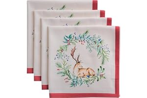 Maison d' Hermine Cloth Napkins Set of 4 100% Cotton for Thanksgiving Christmas Decorations Everyday Reusable Square Fall Nap