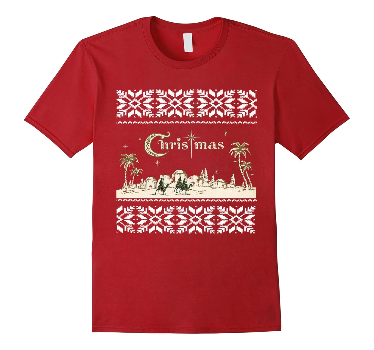 Retro Religious Christian Christmas Nativity Scene T Shirts-Rose