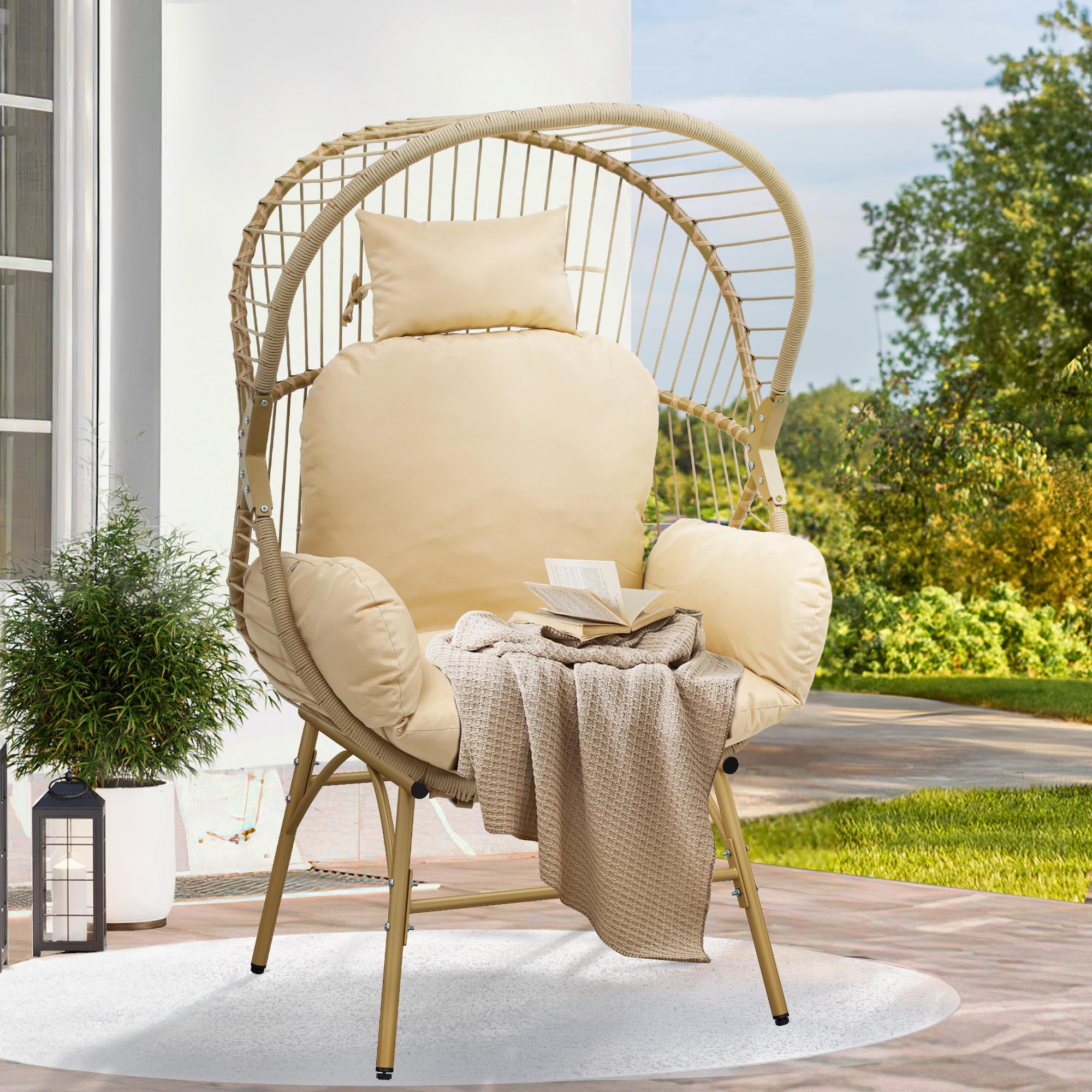 YITAHOME Egg Chairs Wicker Chair Egg Lounge Chair with Cushion Egg ...