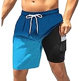 American Trends Mens Swim Trunks with Compression Liner Board Shorts for Men Quick Dry Swimsuits Bathing Suit Swimwear