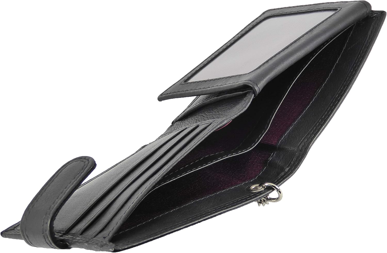 Hide and Sleek Mens Leather Security Chain Wallet, Notes, 8 Card Slots (Black) - Image 5