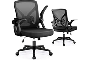 FelixKing Office Chair - Ergonomic Desk Chair Breathable Mesh Task with Wheels and Lumbar Support Home Desk Office Chairs with Flip up Armrest Rolling Swivel for Home Computer Black
