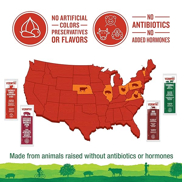VERMONT SMOKE & CURE MEAT STICKS – UNCURED TURKEY PEPPERONI – PROTEIN SNACKS, NO ANTIBIOTICS OR ADDED HORMONES, HIKING SNACKS – 8-COUNT POUCH, PACK OF 48