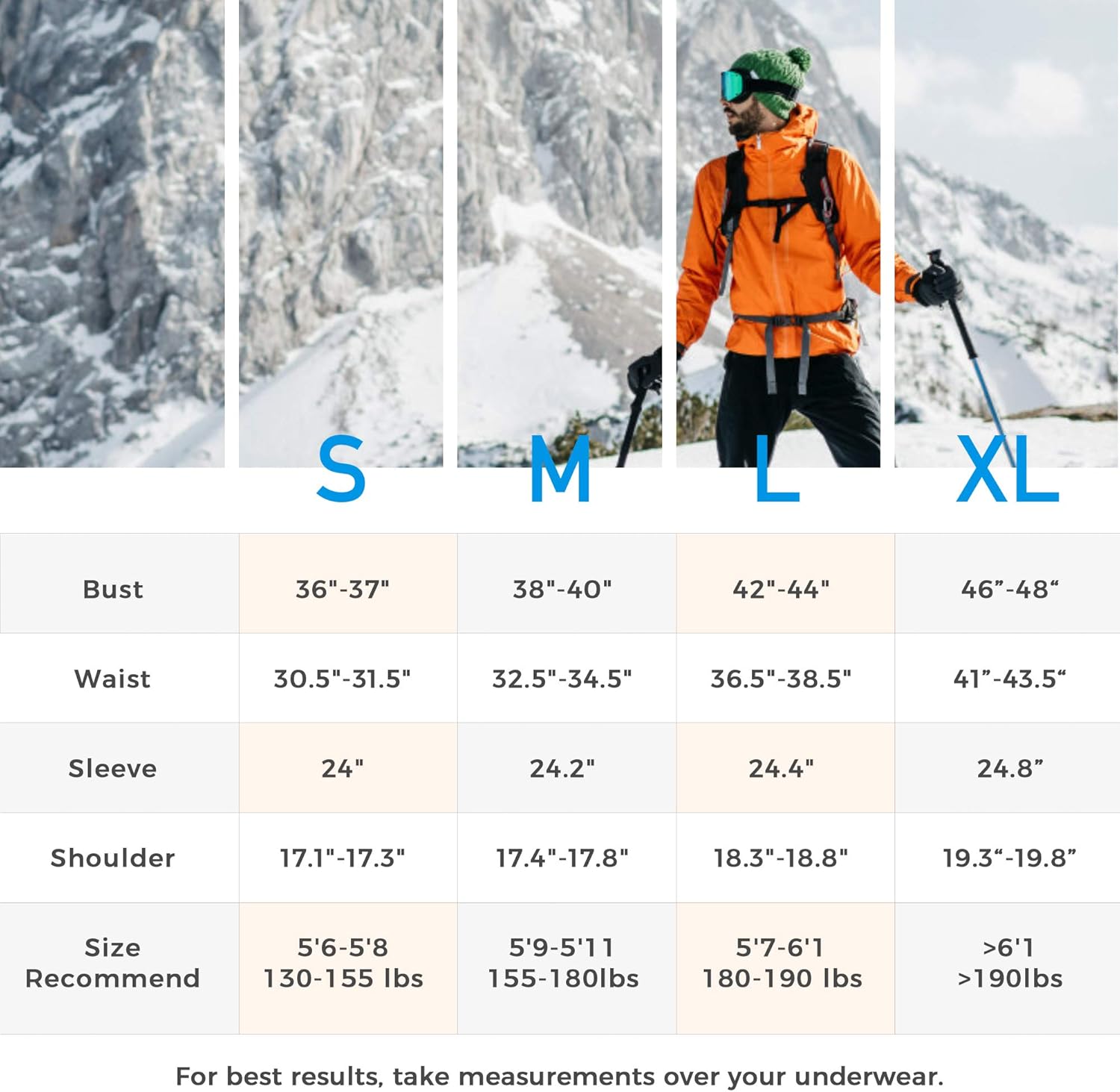 Skieer Men's Waterproof Ski Jacket Warm Winter Snow Coat Windproof Hooded Rain Jacket: Clothing