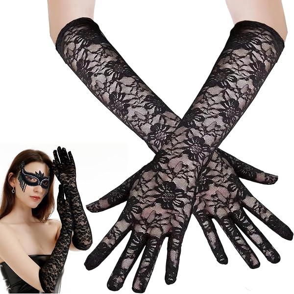 Amazon.com: Dark Angel Gloves (One Pair) - Premium Black Costume