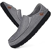 LongBay Men's Moccasin Slippers Comfy Warm Memory Foam House Shoes Winter for Indoor Outdoor
