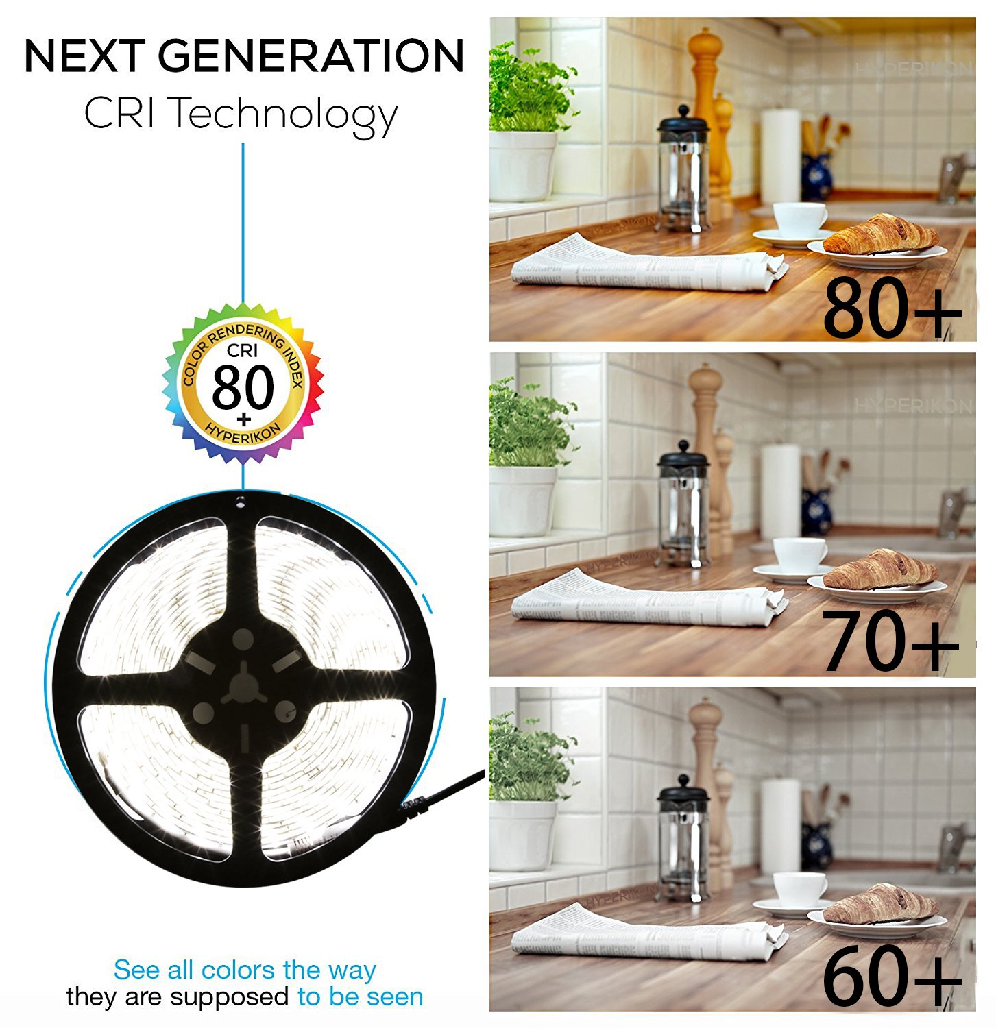 LEDMO LED Strip Lights,Super Bright 600 LEDs SMD2835 6000K Daylight White Waterproof 16.4Ft LED Tape for Home/Kitchen/Car/Bar