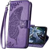 KRHGEIK for Samsung Galaxy A16 5G Phone Case Wallet,Purple | Butterfly Embossed PU Leather Flip Cover for Women, Credit Card Holders, Stand, Detachable Wrist Strap, Magnetic Closure