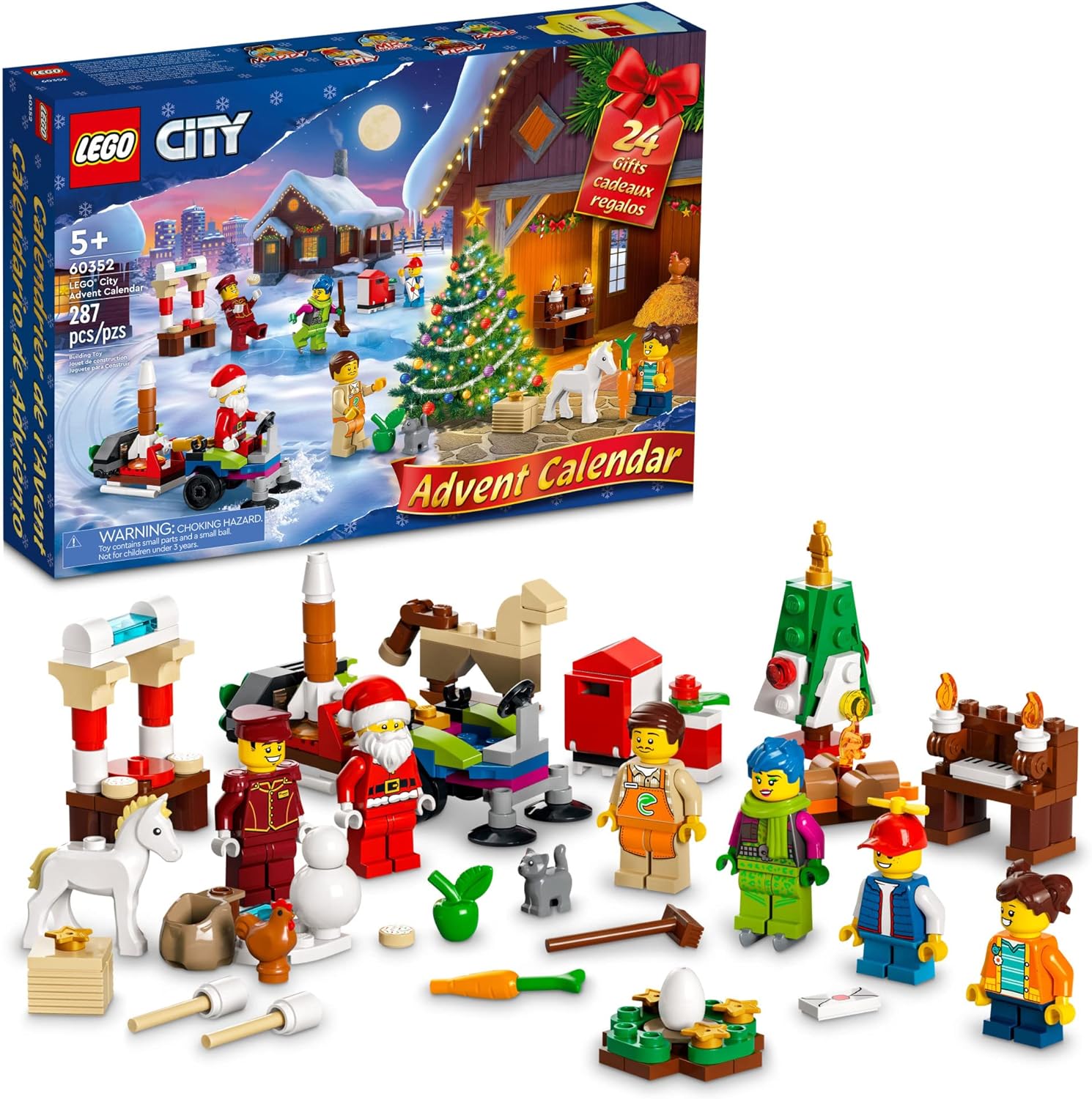 Advent Calendars - LEGO City 2022 Advent Calendar 60352 Building Toy Set for Kids, Boys and Girls Ages 5+; Includes a City Playmat and 5 City TV Characters (287 Pieces)