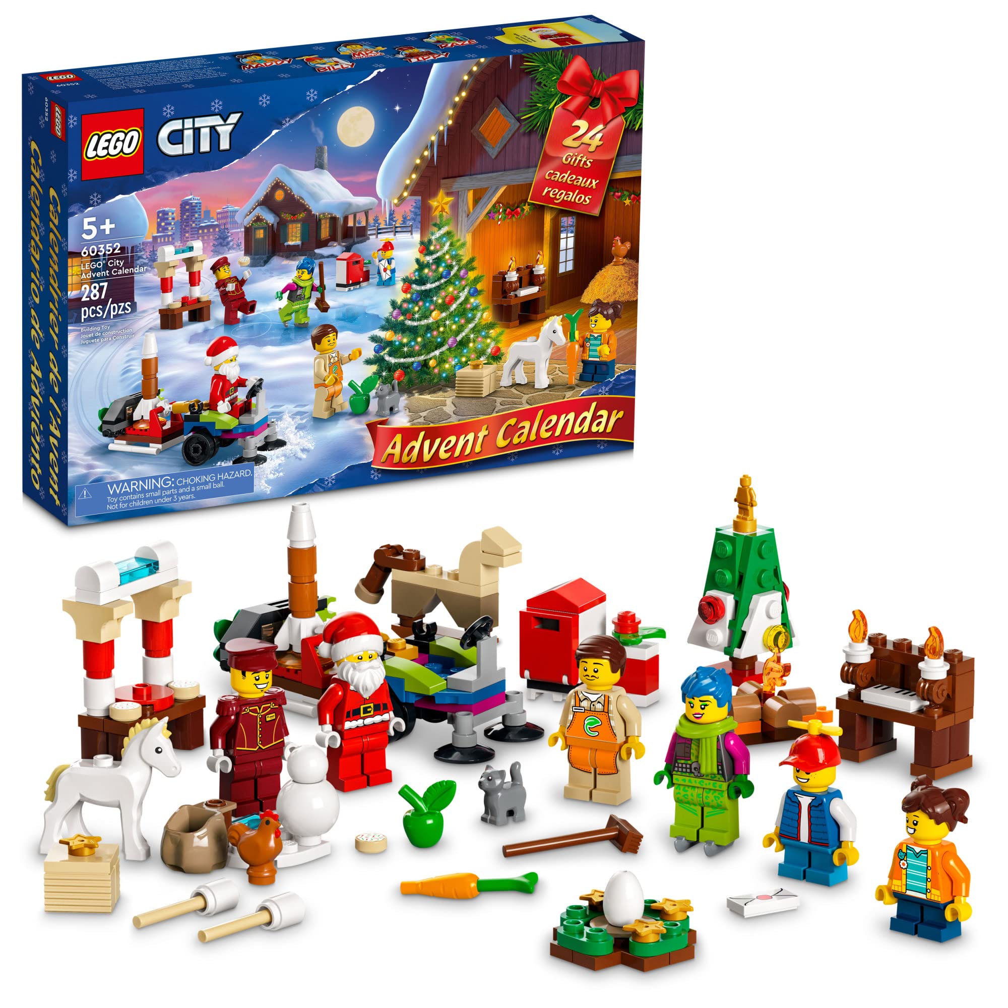 LEGO City 60352 Advent Calendar 2022 Age 5+ 287pcs, Multicolor