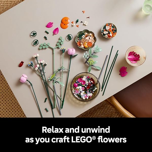 LEGO BOTANICALS PRETTY PINK FLOWER BOUQUET BUILDING SET FOR ADULTS – GIFTS FOR ANNIVERSARY FOR WOMEN & MEN – ARTIFICIAL FLOWERS FOR DECOR OR TABLE DISPLAY – 10342