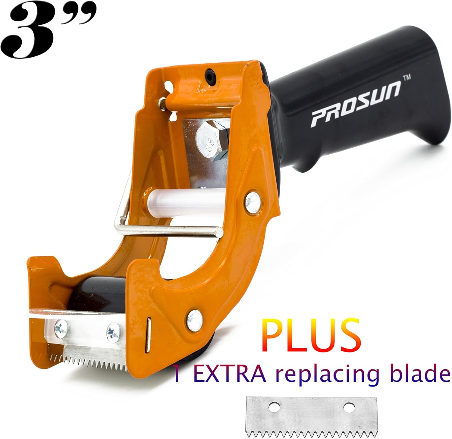 PROSUN Fast Reload 3 Inch Wide Large Tape Gun Dispenser Packing Packaging Sealing Cutter, Orange : Office Products