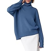 ANRABESS Womens Turtleneck Sweaters Oversized Chunky Long Sleeve Knit High Low Hem Pullover Top 2026 Fall Winter Fashion