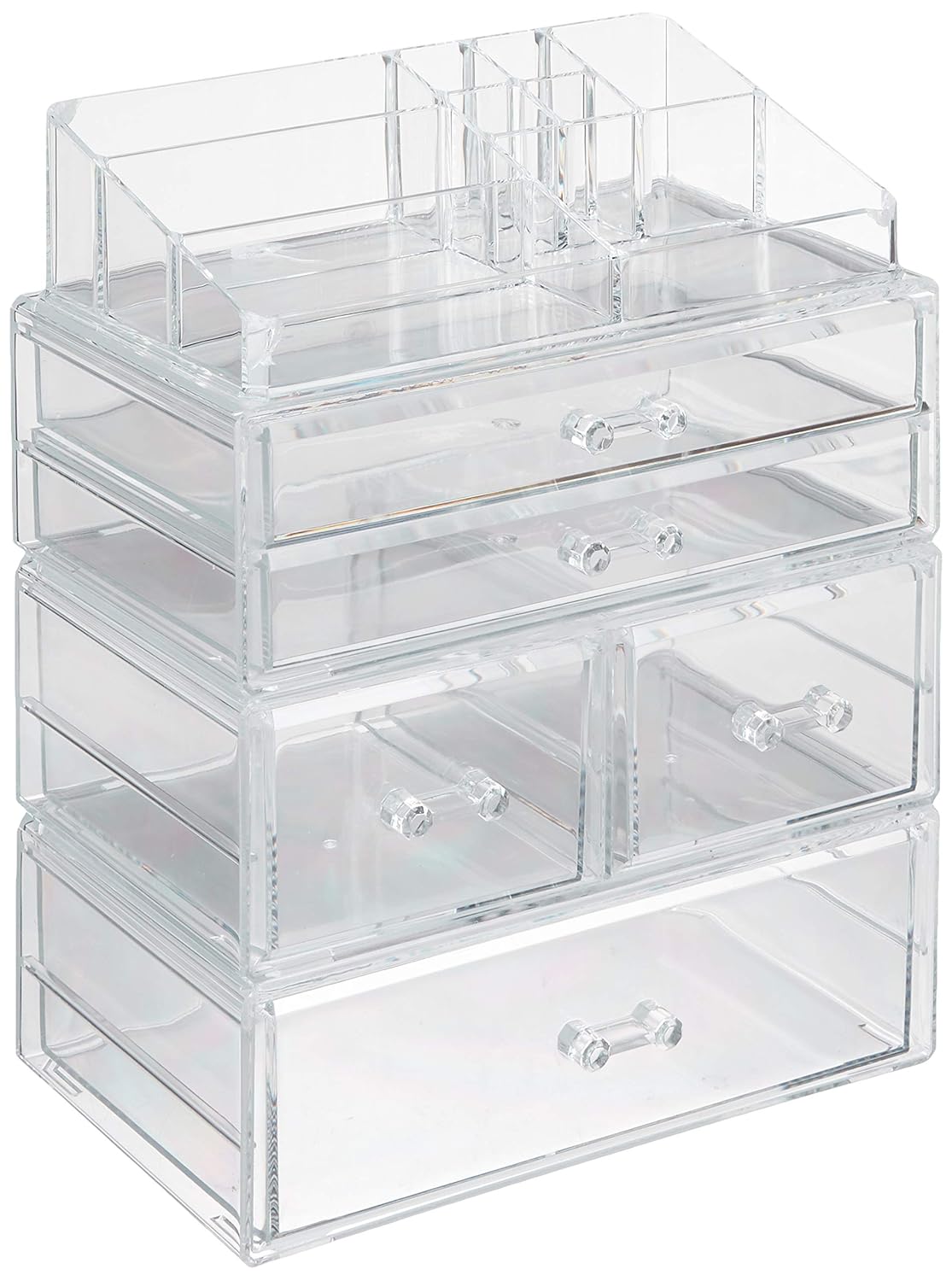 Cq Acrylic Large 5 Drawers And 9 Grid Makeup Organizer With