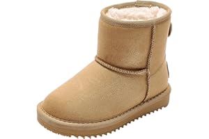 Balabala Boys Snow Boots Kids Snow Boots Girls Boys Winter Boots Warm Water Resistance Suede Boots Classic Solid Casual