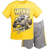 Monster Jam T-Shirt and Mesh Shorts Outfit Set Toddler to Big Kid Grave Digger El Toro Loco Megalodon