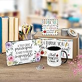 Nefelibata 5Pcs Principal Appreciation Gifts for Women School Assistant Candle Makeup Bag Coffee Mug Keychain Thank You Card Gift Box for School Principal Work Graduation Christmas Retirement Gifts