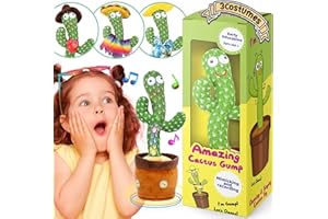 MIMOJI Dancing Cactus, Talking Cactus Toy for Baby Cactus Toy Mimic Voice Recording Repeats What You Say | Gift for Toddlers/Kids (Rechargeable) (Rechareable with 3 Costumes)