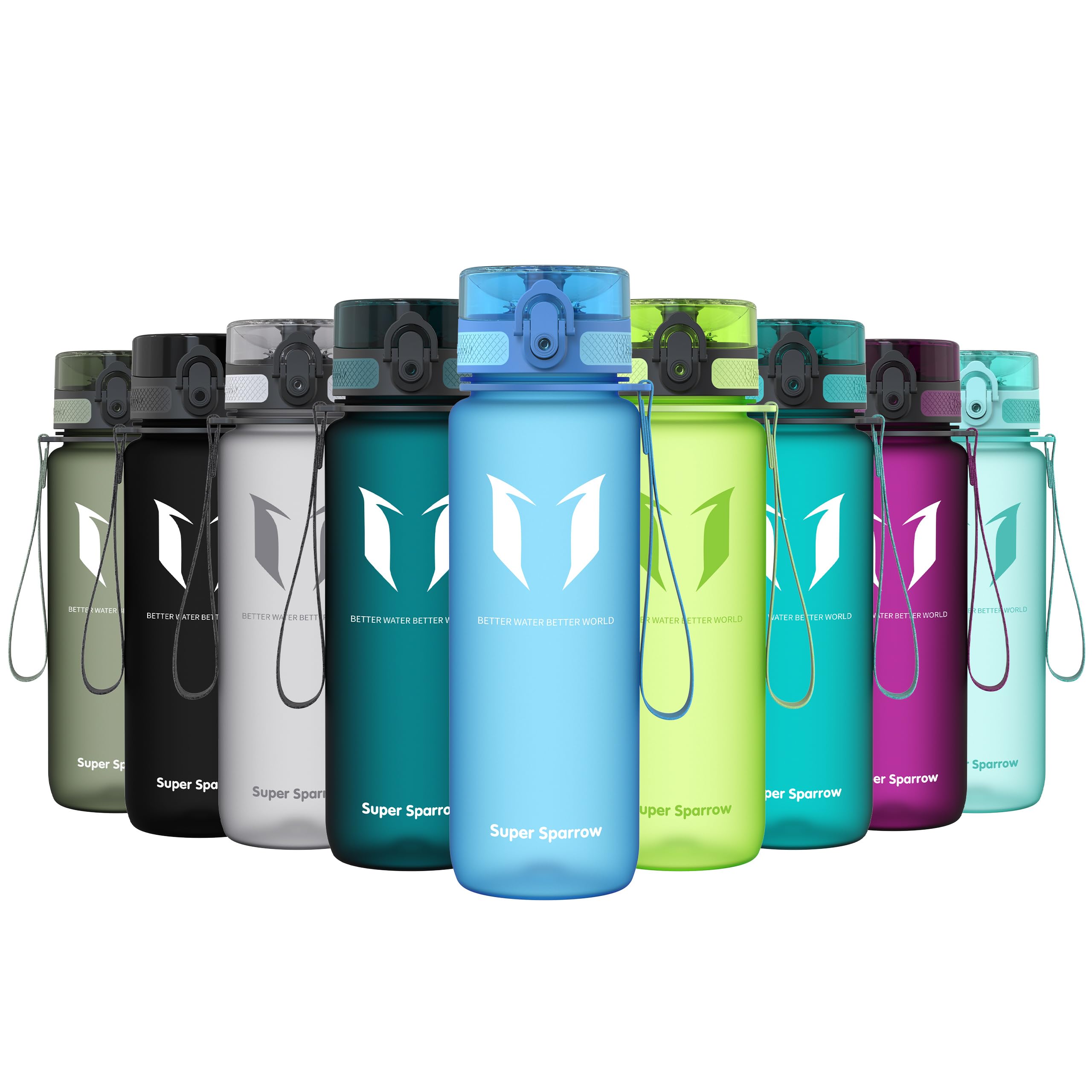 Super Sparrow Sports Water Bottle - 750ml - Non-Toxic BPA Free & Eco-Friendly Tritan Co-Polyester Plastic - For Running, Gym, Yoga, Outdoors and Camping