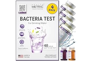 HEALTH METRIC Coliform Bacteria Test Kit for Drinking Water - Easy to Use 48-Hour Water Quality Testing Kit for Home Tap & Well Water | EPA Approved Testing Method | Made in The USA | Incl. E Coli | 4-Pack