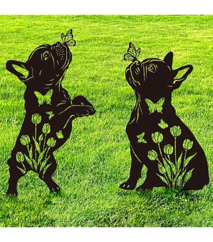 Lustige Bulldogge Metallfigur - Garten Deko Mit Mittelfinger Für Terrasse & Hof