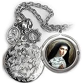 St. Jane Frances de Chantals Locket Necklace, Patron Saint Confirmation Gift, Italian Charms, Catholic Jewelry