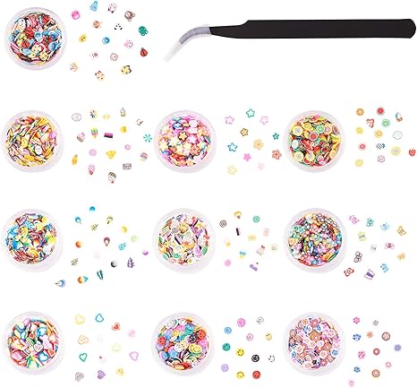 Amazon Co Jp Pandahall 約個 10種類 3d ポリマースライス Diy ネイルアートスライム アートクラフト 携帯電話 装飾のためのピンセットでチャーム ホーム キッチン