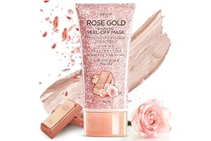 Azure Cosmetics Rose Gold Hydrating Peel Off Face Mask- Dermatologist Tested - Anti Aging, Toning & Rejuvenating - Removes Blackheads, Dirt & Oils - Real 24K Gold & Rose Hip Oil - 5.07 fl.oz.