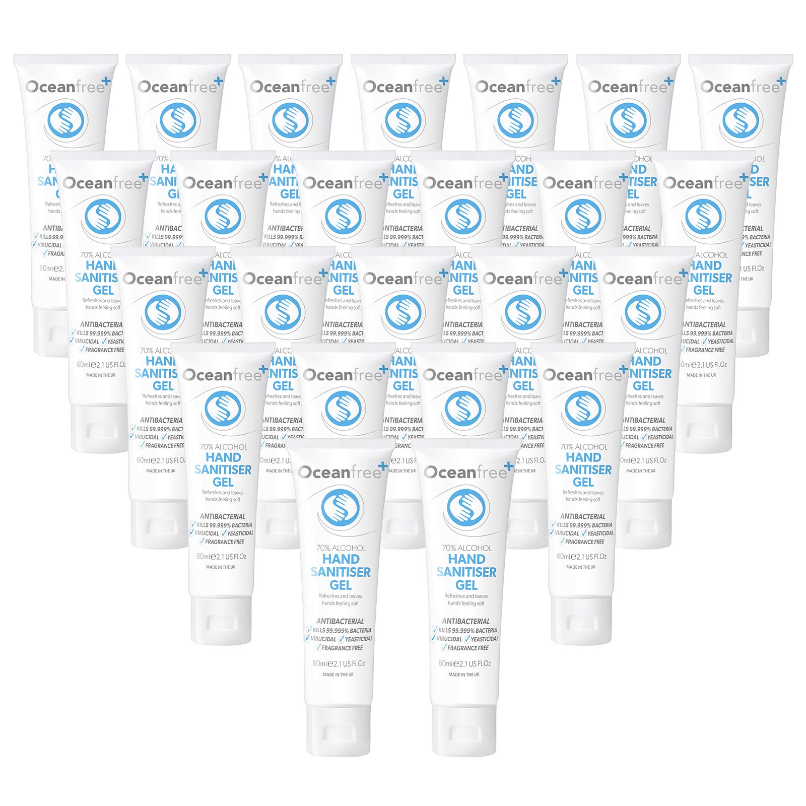 70% Alcohol Hand Sanitiser Gel - 60ml - Certified Surgical/Medical Grade (Pack of 24)