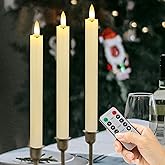 SEHNSY Flameless Taper Candles with Remote, Real Wax Battery Operated LED Candles with 3D Flickering Flame, 9.6" 3PCS Ivory Realistic Dripless Candlesticks for Home Wedding Decor, Mother's Day Gifts