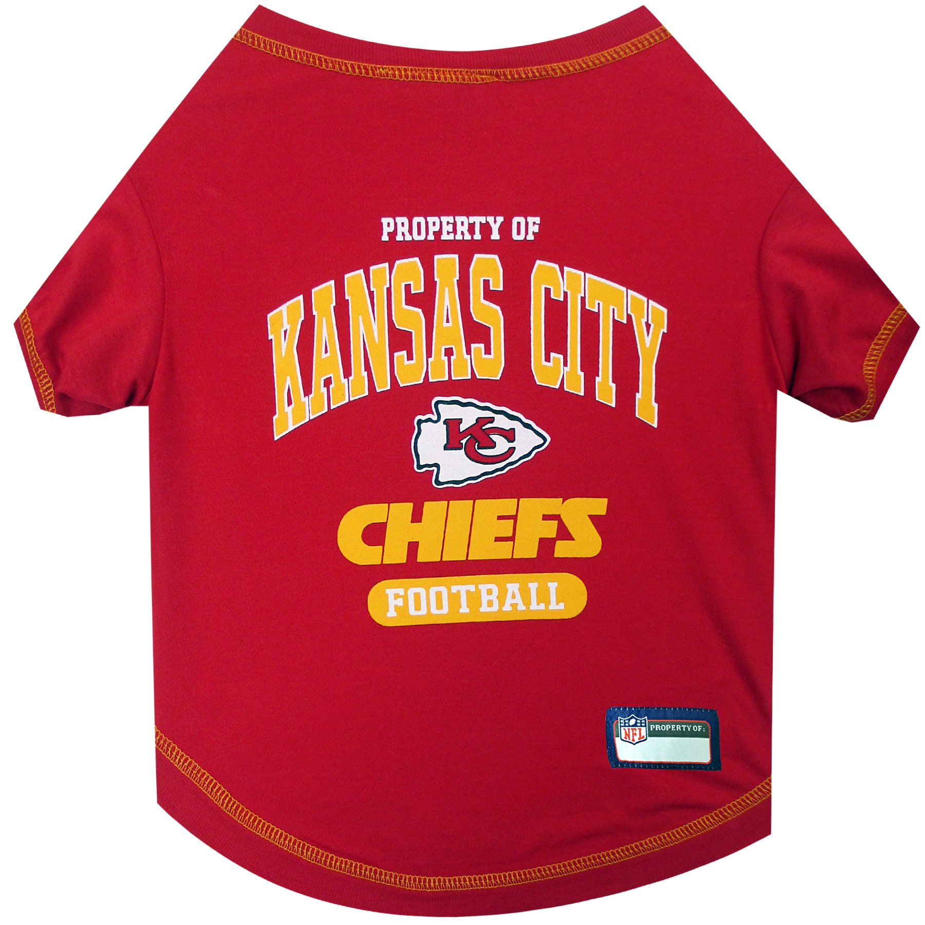 Photo 1 of NFL Kansas City Chiefs Dog T-shirt Medium. - Licensed Shirt for Pets Team Colored with Team Logos- Premium Stretchable Materials for the comfort of your Dog & Cat MEDIUM 