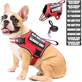 MOOGROU Service Dog Vest Harness and Leash Set+10 Patches,No Pull&amp;Adjustable Reflective Dog Harness with Soft Padded Handle for Training/Everyday,Fit Small/Medium/Large/Extra-Large Dogs(Red M)