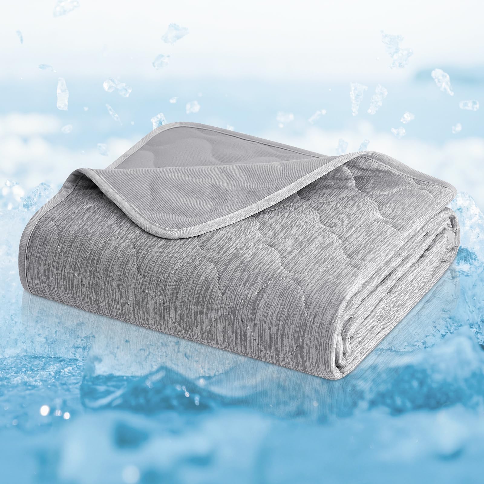 Photo 1 of Cozy Bliss Leakproof Cooling Blanket for Large Dogs – Q-Max>0.4, Durable & Washable Dog Cooling Mat for Hot Weather, Soft Pet Throw & Couch Protector for Dogs & Cats, 40x60 Inch, Heather Silver Grey